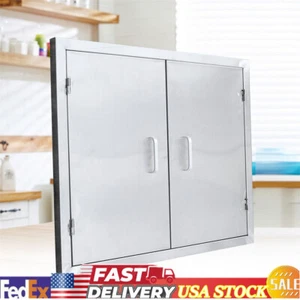 Stainless Steel Double Doors Access Outdoor Kitchen Island Door Drawer BBQ Grill - Picture 1 of 12