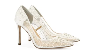 Bella Belle ELSA Illusion Mesh Ivory Sequin Heels Size 8 - Store Sample - Picture 1 of 9