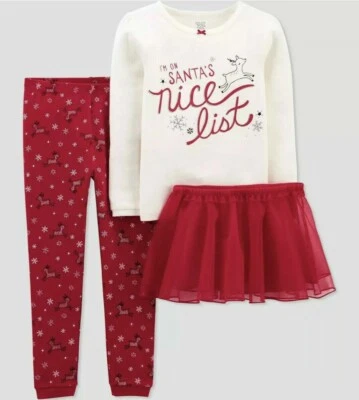 Just One You Carter's I'm on Santa's Bonita lista Conjunto Conjunto 3 Piezas Tutú Rojo Talla Foto 1 de 4