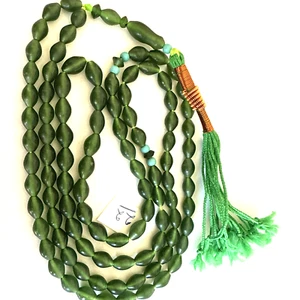 RARE GREEN 99 BEADS حبات المسبحة GENUINE SHAH MAGHSOUD 50 cm شاه مقصود تسبيح - Picture 1 of 24