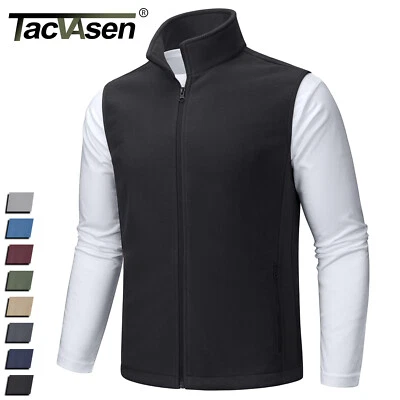 Men's Fleece Vest Winter Fall Warm Sleeveless Jacket Work Hiking Golf Outerwear  - Image 1 of 4