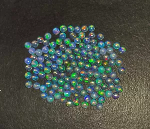 Natural Blue Fire Ethiopian Opal Round Cabochon Loose Gemstone 18 Pcs 4 MM 3 CT - Picture 1 of 5
