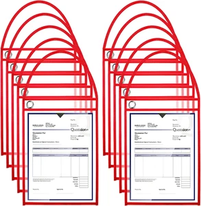 30 Pack Shop Ticket Holders Work Order Holder for 9 X 12 Inch Hanging Sleeve Job - Picture 1 of 7