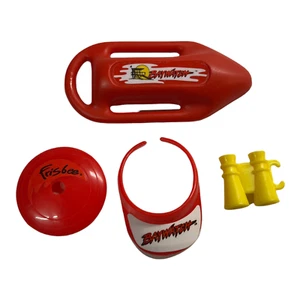 Vtg Baywatch Barbie Lifeguard Accessories Mattel Visor Binoculars Frisbee Rescue - Picture 1 of 3