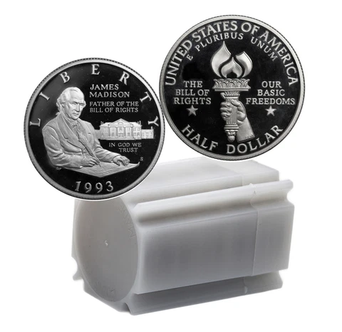 1993 Madison 20 coin Roll silver Proof Commemorative 50c half dollar Cover