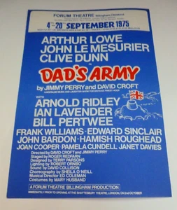 Dads Army Arthur Lowe Le Mesurier Arnold Ridley Billingham Theatre Flyer 1975 - Picture 1 of 5