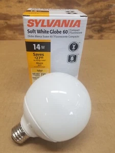 4 Pack Sylvania 14 watt 3000K CFL Soft White G30 Decorative Globe Light Bulbs - Picture 1 of 1