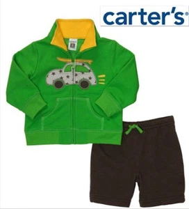 NUEVO CON ETIQUETAS TALLA 6 MESES CARTER'S BEBÉ NIÑO 2 PIEZAS CONJUNTO SUDADERAS TOP Y PANTALONES CORTOS NUEVO - Imagen 1 de 3