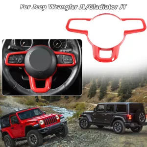 Car Steering Wheel Cover Trim Accessories For 2018-2023 Jeep Wrangler JL JT Red - Picture 1 of 9