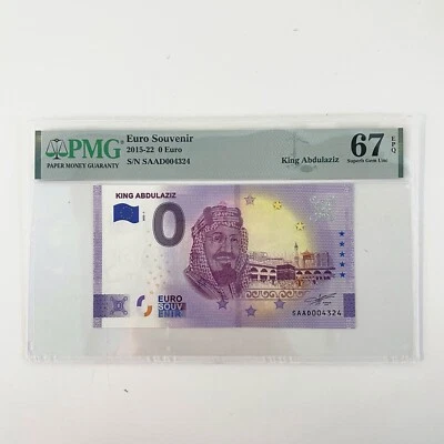 PMG 67 Superb Gem Unc - 0 Euro Souvenir Banknote King Abdulaziz SAAD004324 - Image 1 of 3