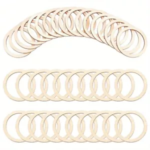1Box 50Pcs 7.35cm Natural Wood Rings, Unfinished Wood Pieces Circle - Picture 1 of 2