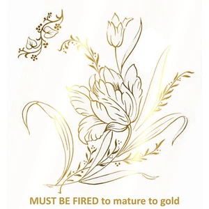Flowers Gold Tulip Overglaze Ceramic Decals - Picture 1 of 2