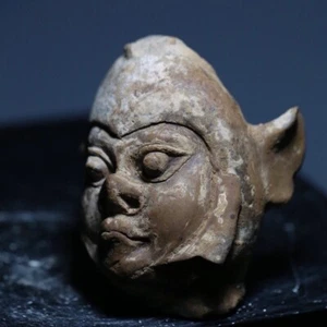 H01 Ancient Pottery tomb Guardian Lokapala's head of Tang Dynasty. 唐代镇墓天王俑头 - Picture 1 of 8