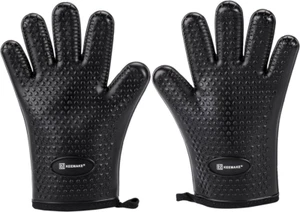 Guantes de silicona para horno de silicona con aislamiento térmico guantes de cocina herramienta de cocina negro - Imagen 1 de 9