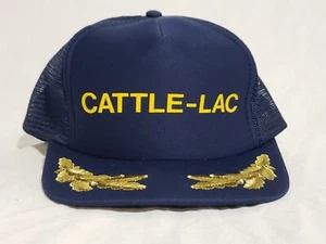 Cappello camionista vintage in corda di pizzo bovino regolabile snapback blu oro ricamato - Foto 1 di 5