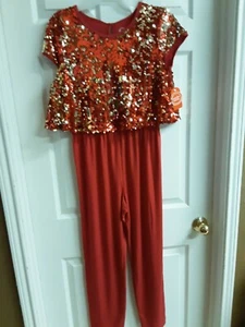 Wonder Nation Girls S/S Red Sequins One-Piece Jumpsuit Size XXL (18) BNWT! - Picture 1 of 6