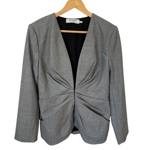 M.M. Lafleur The Carmen Jacket Blazer Sharkskin Wool Blend Pleated Waist 10 $499 - Picture 1 of 9