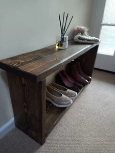 Rustic Farmhouse wooden Boot and Shoe Rack Storage- Chunky and very solid - Picture 1 of 12