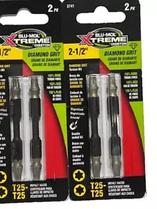 2- Brocas de torsión de grano de diamante doble Blu-Mol Extreme 2pk 2 1/2" T25-T25 - 4 en total - Imagen 1 de 2