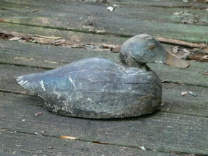 Original 19th c. Tack Eye Wooden Duck Decoy Nice Paint and Details - Picture 1 of 12