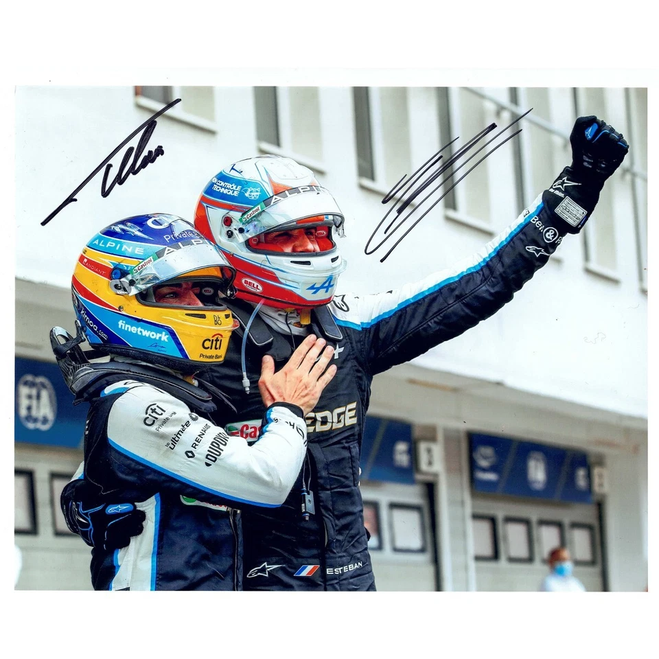 2021 F1 8×10 Fernando Alonso / Esteban Ocon Alpine “First Win” Double Signed 1 O - Image 1 of 1