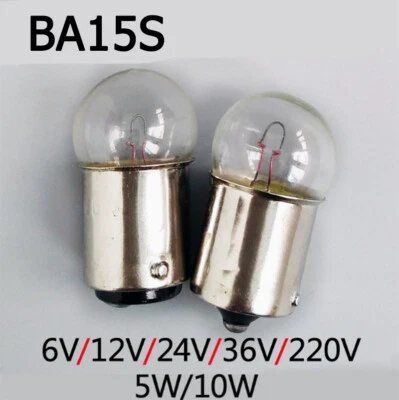 BA15s Bayonet Indicator Light Bulb Lamp 5W 10W 6/12/24/36V Single/Double Contact - Image 1 of 4