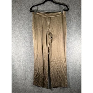 Escada Pants Women 36 Small Gold Pull ON Wide Leg Silk Career Mature Quiet Lux - Picture 1 of 7