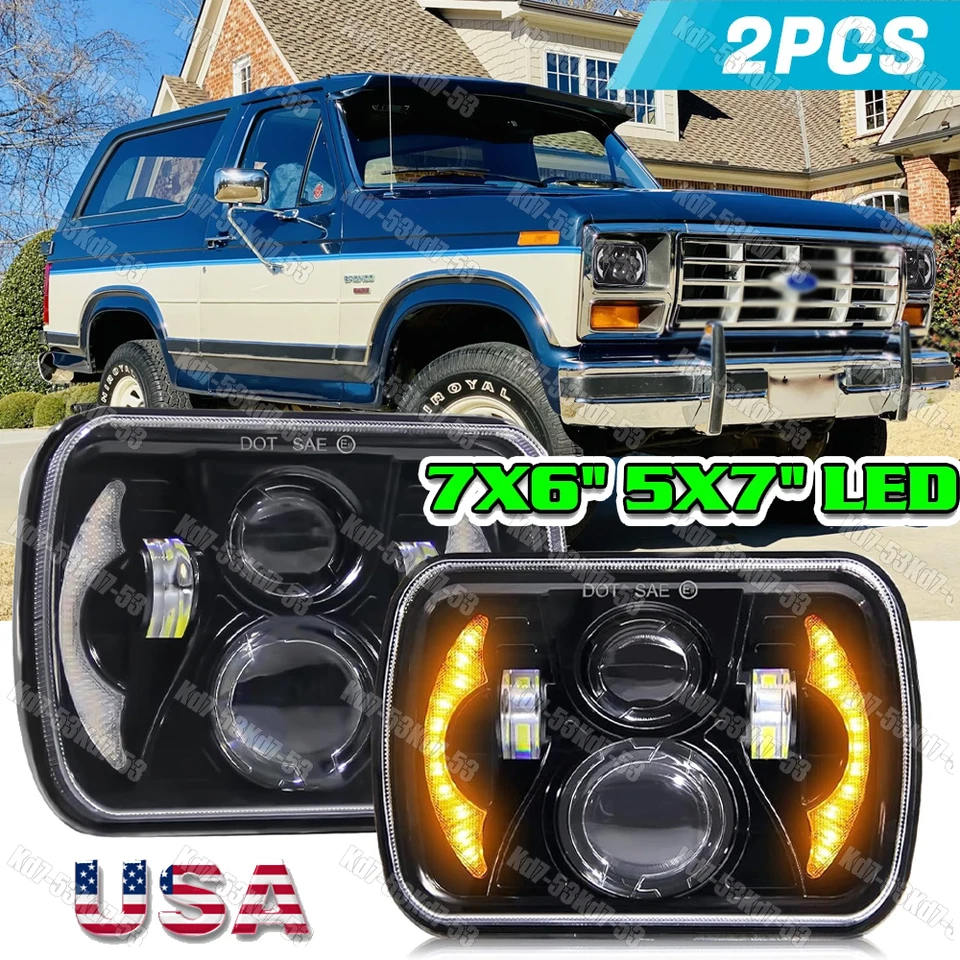 Faros LED 5x7"7x6" haz alto para Ford F150 F250 F350 Ranger 1976-1986 2 un. Foto 1 de 4