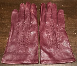 Christian Dior Guantes de Cuero Rojo Borgoña Vestido Guantes de Conducción Talla M Seda - Imagen 1 de 8