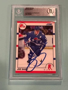 Tarjeta de puntuación firmada por Joe Sakic 1990-91 #8 Beckett autenticada BAS - Imagen 1 de 2