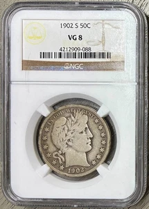 1902-S Barber Half Dollar, NGC VG-8, Better Date! - Picture 1 of 2