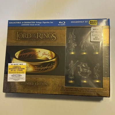LOTR The Lord of the Rings Trilogy Extended Edition Blu-Ray 6-Figurine Set NEW - Image 1 of 4