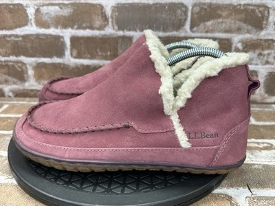 Chinelos LL Bean Mountain Boot camurça forrado de lã roxo feminino tamanho 8 - Imagem 1 de 4