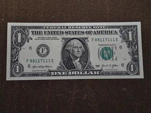 2021 $1 fancy serial number F88117111E trinary UNC 5 of kind 1s with pair of 8s - Picture 1 of 4