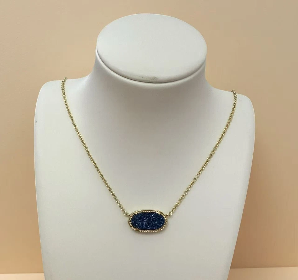 Versátil Collar Elisa Plateado con Drusy Azul Iridiscente - Regalo Perfecto Foto 1 de 2