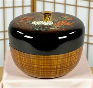 Vtg Otagiri Round Lacquered Hand Painted  Floral Dresser Trinket Box - Bild 1 von 11