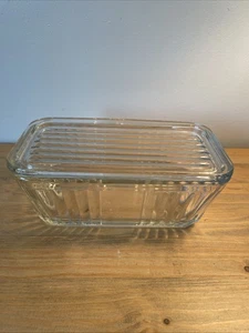 Anchor Hocking 1932 geripptes Glas Kühlschrank Geschirr 8,5"x4,5" Vintage Stil - Bild 1 von 8