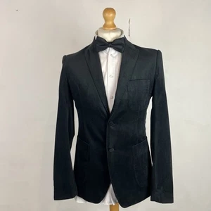 William Hunt Velvet Blazer Jacket Men's Size 40R Black Dinner Tuxedo Spotted - Picture 1 of 14