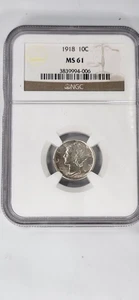 1918p Mercury Dime  Ms61   Graded By NGC full split bands not on holder.  - Picture 1 of 8