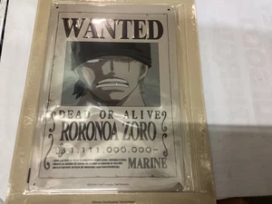 METAL POSTER  ONE PIECE TARGA WANTED RORONOA ZORO  LIMITED EDITION - Imagen 1 de 3