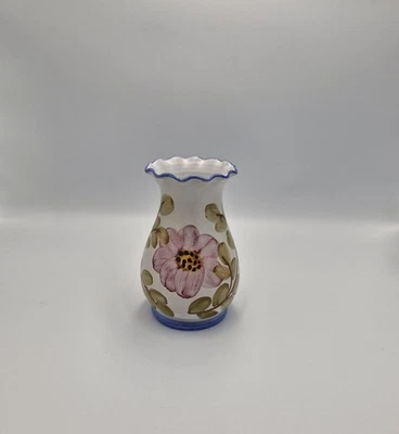 Greek Studio Pottery Floral Ruffle Edge Vase 14cm - Image 1 of 4