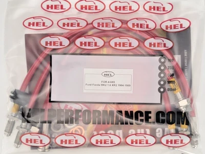 HEL PERFORMANCE FORD FIESTA MK1 MK2 XR2 S/STEEL BRAIDED BRAKE LINES HOSES PIPES - Image 1 of 3