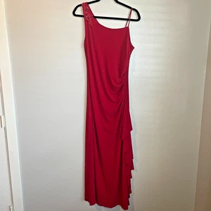 VTG Niki Livas Red Dress Sz 14 Maxi Fairy Whimsygoth Stretch 2000s Vampire Prom - Picture 1 of 8