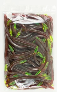 ZOOM FINESSE WORM 100 PACK BULK 4.5" 004-006 MOTOROIL CHARTREUSE TAIL F1333 - Picture 1 of 2