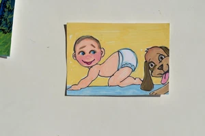 ACEO Originals Baby Puppy dipinti artistici originali non una stampa - Foto 1 di 3