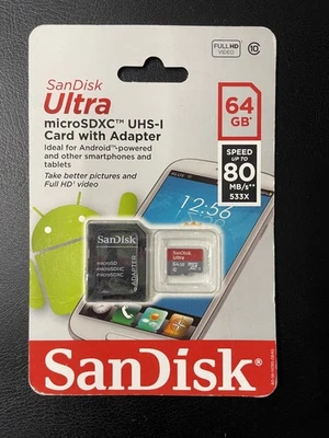 ScanDisk 64gb Ultra micro SDXC UHS-I Card with Adapter - Image 1 of 2