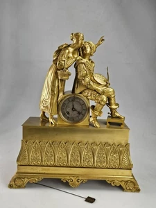 Large Antique French Empire Gilded Bronze Mantel Clock Raingo Freres Paris - Picture 1 of 24
