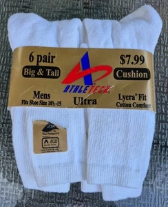 RARE Vintage 4 Pair NOS ATHLETECH Ultra Men's Cushion Socks Lycra Fit Sz 10.5-15 - Picture 1 of 4