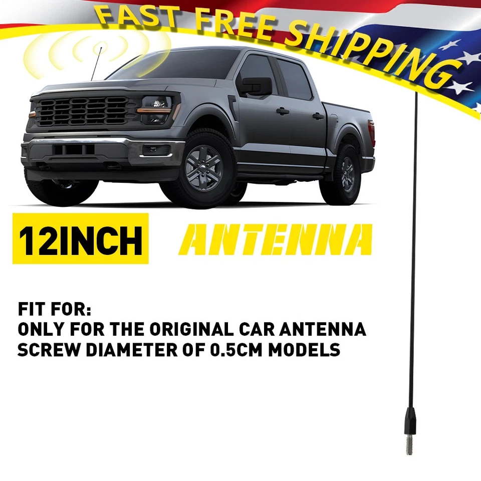 Mastro de antena AM/FM mola preta aço inoxidável 12" compatível com 1982-03 2004 Chevrolet S10 - Imagem 1 de 4