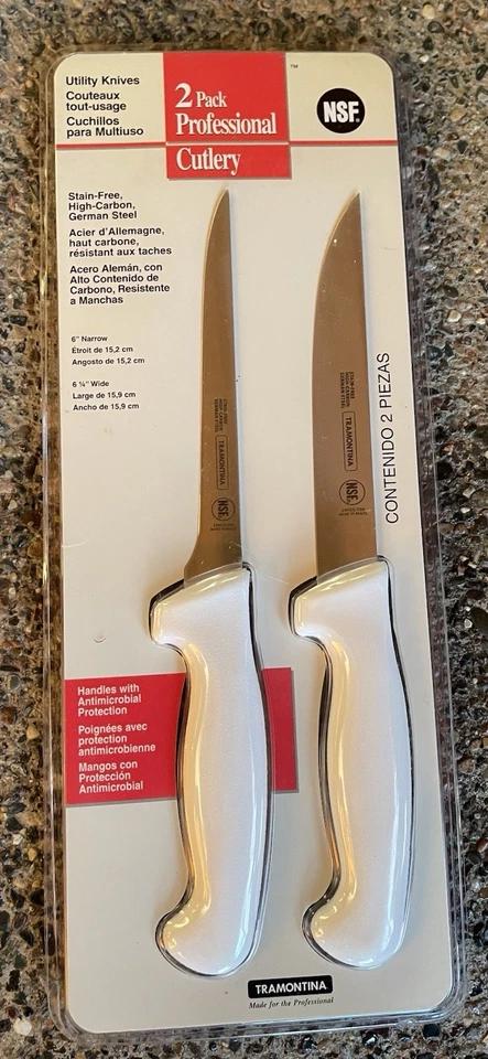 "Paquete de 2 cuchillos utilitarios profesionales Tramontina 6"" estrechos 6 1/4"" de ancho" Foto 1 de 1